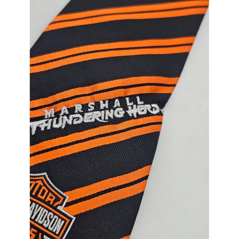 Harley-Davidson Necktie Men OS Black Orange  Silk Marshall University